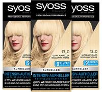 Syoss Color Coloration 13_0 Ultra Brightener Level 3 (3 x 135 ml), Lightener for Dark Hair Brightens up to 9 Levels, with Anti-Yellow Tint Effect for Salon-Fresh Hair Colour