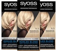 Syoss Color Coloration 9_5 Cool Pearl Blonde Level 3 (3 x 115 ml), Permanent Hair Colour for up to 10 Weeks of Colour Intensity and 70% Less Hair Breakage*