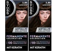 SYOSS Color Coloration Metallic Collection 3-89 Bronze Coffee (2 x 115 ml) Permanent Colouration for Luminous Metallic Reflections, for up to 100% Grey Hair Coverage and up to 10 Weeks of Colour