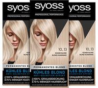 Syoss Coloration 10_13 Level 3 Hair Colour with Anti-Yellow Tint Effect for Cool Blonde and 70% Less Hair Breakage*, Scandi Blonde, 3 x 115 ml