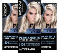 Syoss Coloration 10_53 Cool Light Blonde (3 x 115 ml), Permanent Hair Colour with Keratin Gives a Cool Colour for up to 100 Days of Professional Colour Intensity, with Anti-Yellow Tint Effect