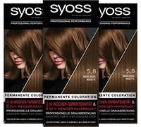 Syoss Colour Coloration 5_8 Hazelnut Level 3 (3 x 115 ml), Permanent Colouration for up to 10 Weeks of Colour Intensity and 70% Less Hair Breakage*