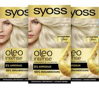 Syoss Oleo Intense Oil Colouration 10-50 Light Ash Blonde Level 3 (3 x 115 ml), Permanent Hair Colour with Nourishing Oil, Colouration without Ammonia