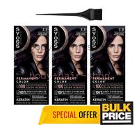 Syoss Professional 3-3 Dark Violet Hair Color Grey Coverage Glossy Rich 3-Pack
