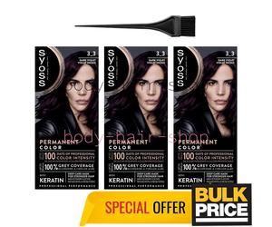 Syoss Professional 3-3 Dark Violet Hair Color Grey Coverage Glossy Rich 3-Pack