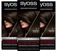 SYOSS Professional Performance Permanent Colouration High-Quality Hair Colour 3_1 Dark Brown Pack of 3 x 115 ml