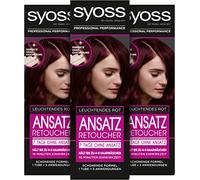 Syoss Root Retoucher Bright Red Level 1 (3 x 60 ml), Semi-Permanent Root Colour for 7 Days without Roots, Hair Colour for Quick and Easy Roots Treatment