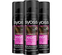 Syoss Root Retoucher Concealer Spray Dark Brown Level 1 (3 x 120 ml), Renewable Root Colour Lasts Until Next Hair Wash