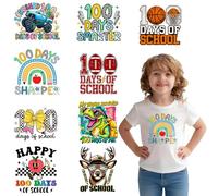 SYOUACEND 100 Days of School Iron On Transfers, 9 Sheets DTF Transfers Ready to Press, My Teacher Survived 100 Days of Me, Funny 1st 10th 100th Day Celebration Decals for Shirts