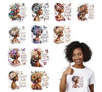 SYOUACEND DTF Transfers Ready to Press, 12 Sheets Unstoppable Black Queen Iron On Decals, Faith Purpose Power Heat Transfer Vinyl for Women, Inspirational Gift for Her