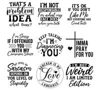 SYOUACEND Sarcastic Black and White Iron-On Transfers, 21 Sheets of Snarky Funny Vinyl Decals, My Brain Has Too Many Tabs Open, I'm Late Didn't Want to Come DIY for T-Shirts & Tote Bags