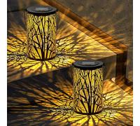 SyouHome Solar Lanterns Outdoor Waterproof, 2 Pack Tree Solar Garden Lights, LED Hanging Lantern for Metal, Outdoor Lantern for Patio Porch Pathway Gardening Gifts