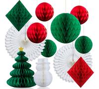 Syoulin Christmas Ceiling Decorations Indoor,Traditional Paper Vintage Christmas Decorations,Large 12 Pieces Novel and Reusable Paper Christma shanging Decorations