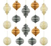 Syoulin Christmas Party Decorations Paper honeycomb-16 PCS 3D Hanging Christmas Tree Ornament,Premium Reusable Christmas Decorations