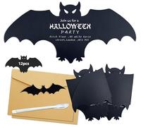 Syoulin Halloween party invitation cards, birthday invitation card, bat invitation cards/kraft paper envelopes/PVC bats/white pens, quickly invite your friends to the party