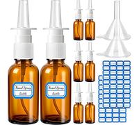 SYOZPXY 10 pieces nasal spray bottle, 30 ml/1 oz, 6 pieces glass nasal spray bottle, empty fine mist sprayer atomiser with 2 pieces funnels and 2 pieces pieces labels