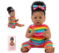 SYP 22 Inch 55 cm Reborn Doll Soft Silicone Vinyl Real Black Reborn Baby Doll Handmade Realistic Reborn Baby Girl Real Life Reborn Baby Toddlers Newborn Toys Toy Xmas Gift
