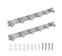 SYPEN Coat Hooks Wall Mounted, No-Drill Self Adhesive or Screw-in Coat Rack for Hallway & Bathroom, Heavy Duty Rustproof Metal Clothes Hooks with Anti-Tear Design, Holds 10kg, 2 Pack, Silver