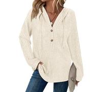 Syphiby Tunic Sweatshirts for Women UK Long Sleeve Hooded Pullover Female Casual Oversized Fitted Jumpers for Women Autumn Hoodie Sweatshirt Plus Size Lightweight Outfit Clothes Apricot