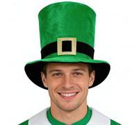 SYQBR Green Top Hat with Gold Buckle for St. Patrick's Day Velvet Leprechaun Hat for Adults, St Patricks Hat Funny Saint Paddys Day Irish Party Favor Costume Accessories