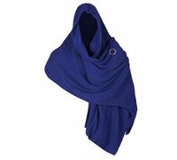 SYQBR Medieval Shawl Pirate Scarf with Pin, Post Apocalyptic Shaman Cowl Hood Retro Viking Bandana, Renaissance Costume, Navy Blue, 84.6"x53"