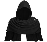 SYQBR Post Apocalyptic Shawl with Hood, Medieval Hooded Scarf Cowl Men for Retro Viking Shaman Rogue Renaissance Costume