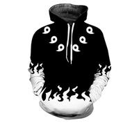 Syqiya Anime Pullover with Hood 3D Print Streetwear Uzumaki Ninetales Cosplay Costume Men Women Unisex G Style Black 5XL (Chest 125 cm)