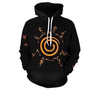 Syqiya Hoodie Anime Hooded 3D Print Sweatshirt Ninetales Uzumaki Cosplay Costume Men Women Unisex Black M (Chest 107 cm)