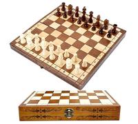 Syrace Folding Hand Crafted Wooden Chess Set Age 12+ Unique Chess Board with Foldable Secure Storage & Exquisite patterns, Travel Chess Sets, Gift For Kids, Adults, Boys, Girls
