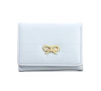 Syrads Cute Wallet Bow Small Wallet Tri-Folded Card Holder Leather Mini Short Coin Purse with ID Window for Women,Blue