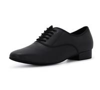 Syrads Mens Dance Shoes Leather for Latin Salsa Tango Performance Ballroom Dancing Shoes,Black 9.5 UK