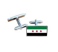 Syria Flag Cufflinks - Syrian National Flag Gift for Men | Red, White, Black & Green Star Design | Groomsmen Wedding Gift | Gift Box Included | Proud Syrian Heritage Keepsake