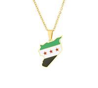 Syria Map Necklace-Personalized Irregular Color Oil Drops Pendant Map Adjustable Necklace,Hip-Hop Sweater Chains Necklace,Unique Ethnic Charm Clavicle Chain Jewelry,Travel Souvenir Couple Gifts,Yel
