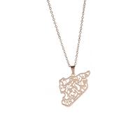 Syria Outline Map Pendant Necklace Ethnic Styles Hip Hop Charm Neckchain Stainless Steel Jewelry For Daily Wear Or Gifts Commemorative Necklace