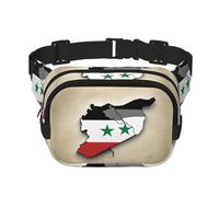 Syrian Arab Republic flag Map02 print Cute Large Black Fanny Packs for Women Cross Body Waist Bag Nylon Fashionable Fanny Pack, Black, One Size