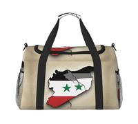 Syrian Arab Republic flag Map02 print Travel Duffle Bag Gym Bag for Women,Puffer Tote Bag,Weekender Overnight Bag Organizer, Black, One Size