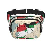 Syrian Arab Republic flag map03 print Cute Large Black Fanny Packs for Women Cross Body Waist Bag Nylon Fashionable Fanny Pack, Black, One Size
