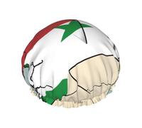 Syrian Arab Republic Flag Map03 Print Hair Cap With Adjustable Elastic Band And Vibrant, Shower Cap For Women Reusable Waterproof