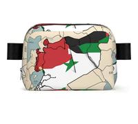 Syrian Arab Republic Flag Map03 Print Square Fashion Waist Bag, Fanny Pack Multi Pocket Crossbody Belt Bag with Adjustable Strap