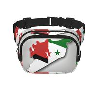 Syrian Arab Republic flag Map04 print Cute Large Black Fanny Packs for Women Cross Body Waist Bag Nylon Fashionable Fanny Pack, Black, One Size