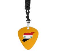 Syrian Map Flag Guitar Pick Necklace Metal Pendant Necklaces Jewelry Rock Accessories Gifts for Women Men