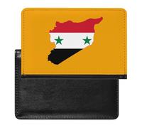 Syrian Map Flag Leather Passport Holder ID Card Protector Portable Cover Case Travel Wallet for Men Women
