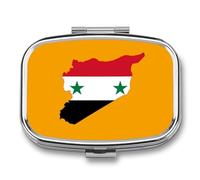 Syrian Map Flag Portable Pill Organizer with 2 Compartments Square Medicine Box Compact Travel Pharmacy Case