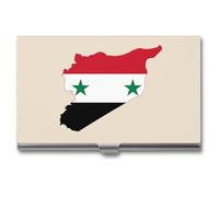 Syrian Map Flag Slim Business Card Holder Professional Metal Cards Case Pocket for Men Women