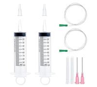 Syringe 100ml - 2pcs Plastic Syringe with Cap, Measuring Syringes with 20G Blunt Tip Needles & Tube, Individually Packaged, Leakproof Design for Laboratory, Industry, Oil, Glue, and Liquid Dispensing