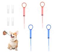 Syringe for Small Pet Feeding, Gentle Syringe for Liquids and Tablets, Tablet Dispenser for Cats with Soft Tip, Reusable Silicone Pusher Tablet (Red*2 + Blue*2)