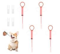 Syringe for Small Pet Feeding, Gentle Syringe for Liquids and Tablets, Tablet Dispenser for Cats with Soft Tip, Reusable Silicone Pusher Tablet (Red*4)