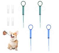 Syringe for Small Pet Feeding, Gentle Syringe for Liquids and Tablets, Tablet Dispenser for Cats with Soft Tip, Reusable Silicone Pusher Tablet (Green*2 + Blue*2)