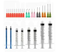 Syringe Set with Blunt Needle, 1ml 3ml 5ml 10ml 20ml Syringes with 14g 15g 16g 18g 20g Blunt Needles and Syringe Cap for DIY Craft Glue Refill Industrial Use (40pcs)