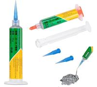 Syringe Tin Solder Paste Leaded Sn63pb37 Melting Point 183 ℃ | 35g Needle Tube Maintenance Solder Paste | Wash-Free | for Electronics PCB | CPU Led Repairing (2pcs)